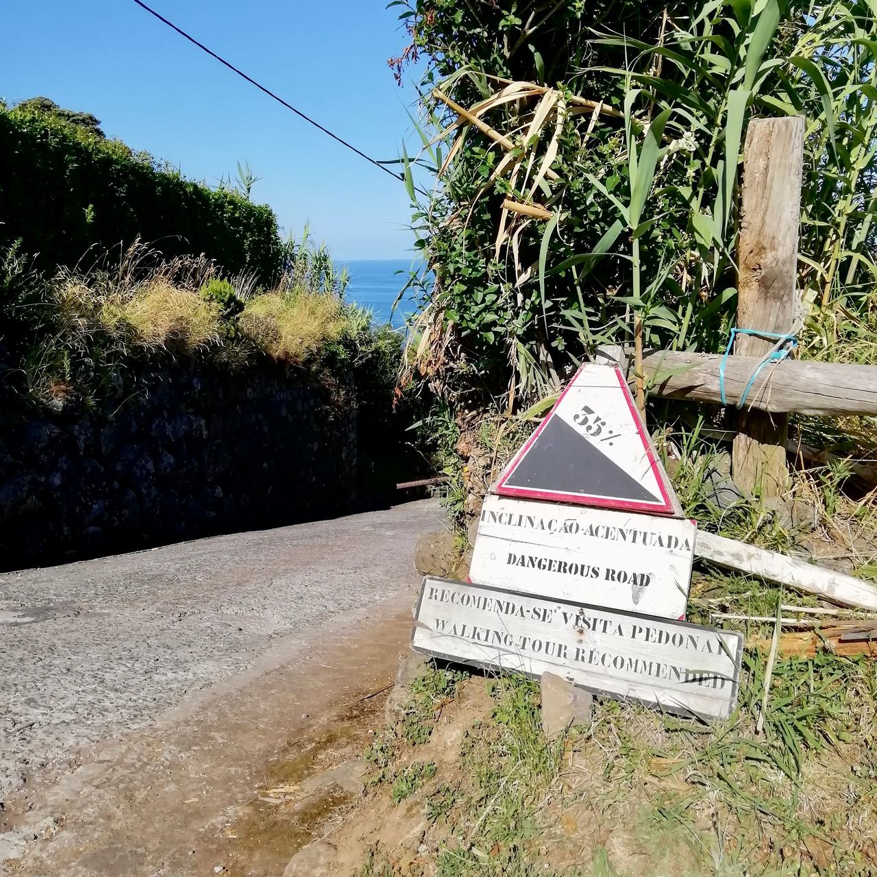 Road sign of steep ascent